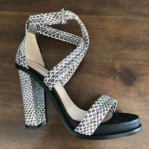 Barbara Bui Snakeskin Ankle Strap Heels size 38.5